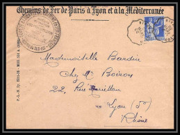 4346 France Lettre (cover) N°368 Pais Convoyeur Bives A Lyon Chemin De Fer De La Mediterranee 23/2/1939 - Railway Post