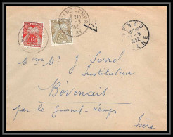 4340 France Lettre (cover) Lettre Taxe Gerbe Grand-Lemps Isère 21/8/1952 - 1859-1959 Cartas & Documentos