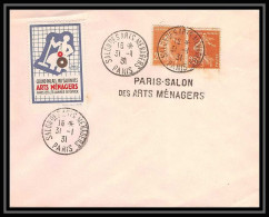 4322 France Lettre (cover) N°235 Semeuse Vignette Salon Des Arts Ménagers Paris 31/11/1931 - Bolli Commemorativi