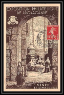 4206 France Carte Postale Postcard N°360 Semeuse Exposition Philatelique Vence 11/3/1939 - Gedenkstempels