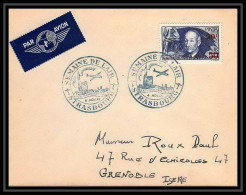 3995 France Lettre (cover) N°493 Ader Seul Sur Lettre STRASBOURG SEMAINE DE L'AIR 1945 Aviation Pour Grenoble - Briefe U. Dokumente