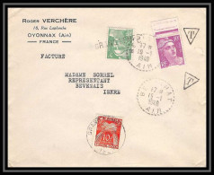 3934 France Lettre (cover) Gandon Tb Lettre Taxée Bevenais Isère 19/1/1949 - 1859-1959 Lettres & Documents