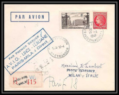 3894 France Lettre (cover) N°778 Aviation 1er Service PARIS - MILAN DIRECT 19/4/1948 En Recommandé - 1960-.... Brieven & Documenten