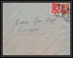 6246/ France Lettre (cover) N°515 Pétain + Mercure 1944 Grange Rouge, Lyon Pour Miribel AIN (abbé Thomas) - 1941-42 Pétain