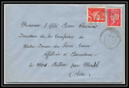 6221/ France Lettre (cover) N°514 + 511 Pétain 1944 Yzeron Rhone Pour Miribel AIN (abbé Thomas) - 1941-42 Pétain
