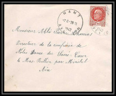 6162/ France Lettre (cover) N°517 Pétain 1942 Nant Aveyron Pour Miribel AIN (abbé Thomas) - 1941-42 Pétain