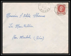 6092/ France Lettre (cover) N°517 Pétain 1943 Thurins Rhone Pour Miribel AIN (abbé Thomas) - 1941-42 Pétain