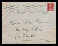 6084/ France Lettre (cover) N°517 Pétain 1944 Belfort Krag Pour Miribel AIN (abbé Thomas) - 1941-42 Pétain