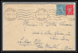 5991 Petain N° 514 + Mercure‎ N° 549 1943 Vienne Isère Pour L'Abbé Thomas Miribel Ain Lettre (cover) - 1941-42 Pétain