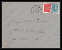 5994 Petain N° 514 + Mercure‎ N° 549 1943 Rhône BRON Pour L'Abbé Thomas Miribel Ain Lettre (cover) - 1941-42 Pétain
