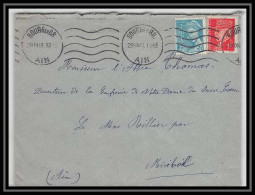 5992 Petain N° 514 + Mercure‎ N° 549 1943 Ain Bourg-en-Bresse Pour L'Abbé Thomas Miribel Ain Lettre (cover) - 1941-42 Pétain