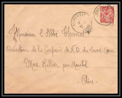 5953 TYPE Iris N° 652 1945 Loire Andrézieux Bouthéon Pour L'Abbé Thomas Miribel Ain Lettre (cover) - 1939-44 Iris