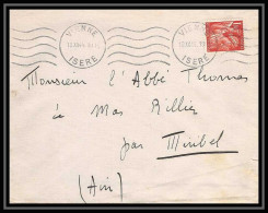 5941 TYPE Iris N° 652 1944 Isère Vienne Pour L'Abbé Thomas Miribel Ain Lettre (cover) - 1939-44 Iris