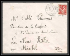5918 TYPE Iris N° 652 1945 Loire La Grand-Croix Pour L'Abbé Thomas Miribel Ain Lettre (cover) - 1939-44 Iris