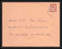 5924 TYPE Iris N° 652 1945 Cachet Perlé Pour L'Abbé Thomas Miribel Ain Lettre (cover) - 1939-44 Iris