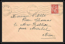 5904 TYPE Iris N° 652 1944 Rhône Lyon Les Brotteaux Pour L'Abbé Thomas Miribel Ain Lettre (cover) - 1939-44 Iris