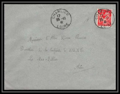 5892 TYPE Iris N° 433 1941 Loire CHARLIEU Pour L'Abbé Thomas Miribel Ain Lettre (cover) - 1939-44 Iris