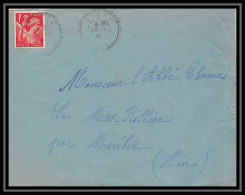 5893 TYPE Iris N° 433 1941 Rhône COGNY Cachet Perlé Pour L'Abbé Thomas Miribel Ain Lettre (cover) - 1939-44 Iris