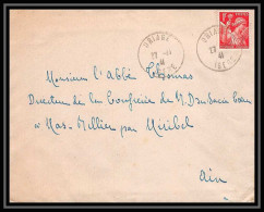 5890 TYPE Iris N° 433 1941 Isère URIAGE Pour L'Abbé Thomas Miribel Ain Lettre (cover) - 1939-44 Iris