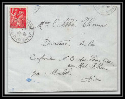 5875 TYPE Iris N° 433 1941 Rhône ST SYMPHORIEN SUR QUOISE Pour L'Abbé Thomas Miribel Ain Lettre (cover) - 1939-44 Iris