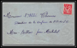 5885 TYPE Iris N° 433 1941 Loire Cachet Perlé Pour L'Abbé Thomas Miribel Ain Lettre (cover) - 1939-44 Iris