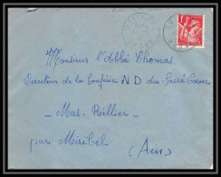 5864 TYPE Iris N° 433 1941 Rhône Pour L'Abbé Thomas Miribel Ain Lettre (cover) - 1939-44 Iris