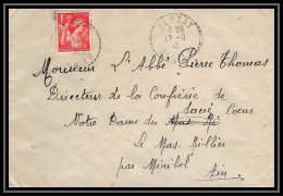 5871 TYPE Iris N° 433 1941 ALLIER JENZAT Pour L'Abbé Thomas Miribel Ain Lettre (cover) - 1939-44 Iris