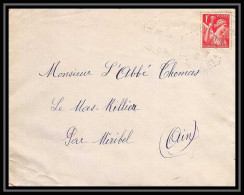 5863 TYPE Iris N° 433 1941 Cachet Perlé Pour L'Abbé Thomas Miribel Ain Lettre (cover) - 1939-44 Iris