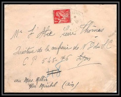 5852 TYPE Iris N° 433 1941 Cachet Perlé Pour L'Abbé Thomas Miribel Ain Lettre (cover) - 1939-44 Iris