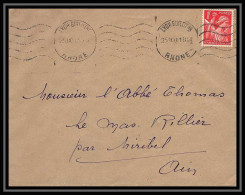 5854 TYPE Iris N° 433 1941 Rhône Lyon GUILOTIERE Pour L'Abbé Thomas Miribel Ain Lettre (cover) - 1939-44 Iris