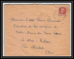 5800 Petain N° 517 1943 Cachet Perlé Loire VIRICELLES Pour L'Abbé Thomas Miribel Ain Lettre (cover) - 1941-42 Pétain