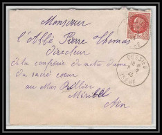 5780 Petain N° 517 1943 Isère CESSIEU Pour L'Abbé Thomas Miribel Ain Lettre (cover) - 1941-42 Pétain