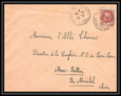 5782 Petain N° 517 1943 Saône-et-LoireCachet Perlé Pour L'Abbé Thomas Miribel Ain Lettre (cover) - 1941-42 Pétain