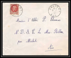 5768 Petain N° 517 1943 Ain COLIGNY Pour L'Abbé Thomas Miribel Ain Lettre (cover) - 1941-42 Pétain