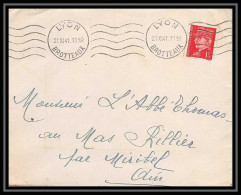 5734 Petain N° 514 1941 Rhône Lyon Les Brotteaux Pour L'Abbé Thomas Miribel Ain Lettre (cover) - 1941-42 Pétain