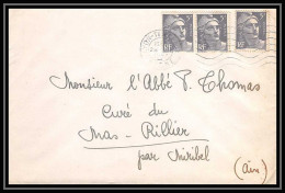 5664 Marianne De Gandon 1951 Rhône Lyon TERREAUX Pour L'Abbé Thomas Miribel Ain Lettre (cover) - 1945-54 Marianne Of Gandon