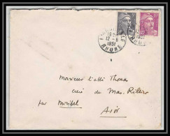 5639 Marianne De Gandon 1951 Rhône Pour L'Abbé Thomas Miribel Ain Lettre (cover) - 1945-54 Marianne Of Gandon