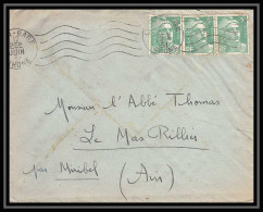 5638 Marianne De Gandon 1951 Rhône Lyon Gare Pour L'Abbé Thomas Miribel Ain Lettre (cover) - 1945-54 Marianne Of Gandon