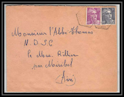 5626 Marianne De Gandon 1949 Cachet Perlé Pour L'Abbé Thomas Miribel Ain Lettre (cover) - Lettres & Documents