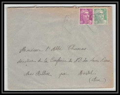 5621 Marianne De Gandon 1949 Cachet Perlé Pour L'Abbé Thomas Miribel Ain Lettre (cover) - Covers & Documents