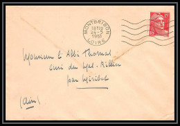 5610 N°813 Marianne De Gandon 1951 Loire Montbrison Pour L'Abbé Thomas Miribel Ain Lettre (cover) - 1945-54 Marianne De Gandon