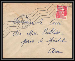 5592 N°813 Marianne De Gandon 1951 Rhône Lyon Les Brotteaux Pour L'Abbé Thomas Miribel Ain Lettre (cover) - 1945-54 Marianne (Gandon)