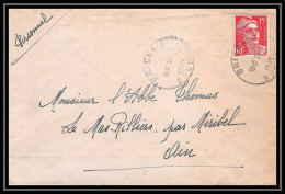 5594 N°813 Marianne De Gandon 1951 Rhône Brignais Pour L'Abbé Thomas Miribel Ain Lettre (cover) - 1945-54 Marianne De Gandon