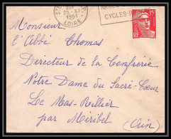 5598 N°813 Marianne De Gandon 1951 Loire Saint-Etienne Pour L'Abbé Thomas Miribel Ain Lettre (cover) - 1945-54 Marianne (Gandon)