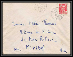 5579 N°813 Marianne De Gandon 1951 Isère Riol Pour L'Abbé Thomas Miribel Ain Lettre (cover) - 1945-54 Marianne De Gandon