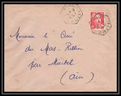 5569 N°813 Marianne De Gandon 1949 Cachet Perlé Pour L'Abbé Thomas Miribel Ain Lettre (cover) - 1945-54 Marianne (Gandon)