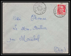 5582 N°813 Marianne De Gandon 1951 Loire Balbigny Pour L'Abbé Thomas Miribel Ain Lettre (cover) - 1945-54 Marianne De Gandon