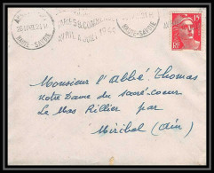 5571 N°813 Marianne De Gandon 1949 Haute-Savoie Annemasse Pour L'Abbé Thomas Miribel Ain Lettre (cover) - 1945-54 Marianne De Gandon