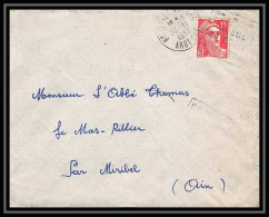 5564 N°813 Marianne De Gandon 1951 Ardèche Annonay Pour L'Abbé Thomas Miribel Ain Lettre (cover) - 1945-54 Marianne De Gandon