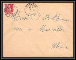 5568 N°813 Marianne De Gandon 1951 Loire La Gresle Pour L'Abbé Thomas Miribel Ain Lettre (cover) - 1945-54 Marianne Of Gandon